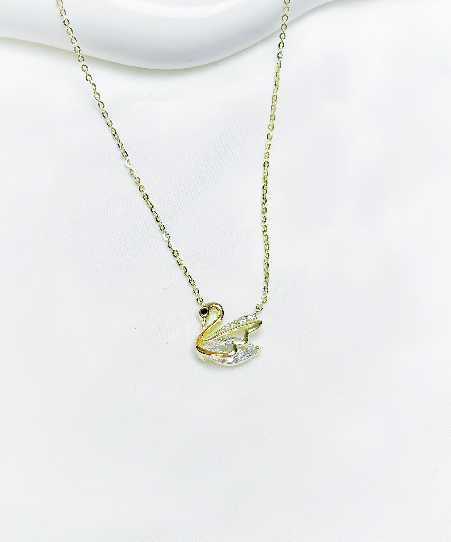 Elegante Schwan-Halskette, 925er-Silber, Zirkonia